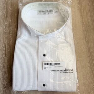 NWT Martino Collection Men’s White Pleated Dress Shirt long sleeve, L 32/33